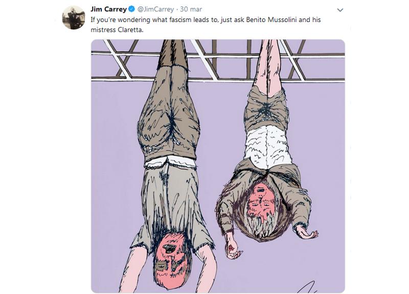 Jim Carrey risponde ad Alessandra Mussolini: “Può capovolgere la vignetta” Jim Carrey risponde ad Alessandra Mussolini: “Può capovolgere la vignetta”
