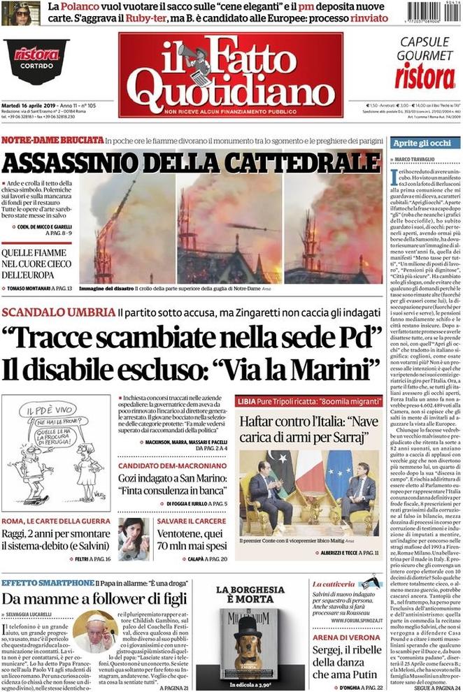 Notre Dame, la tragedia raccontata da quotidiani italiani e giornali dal mondo