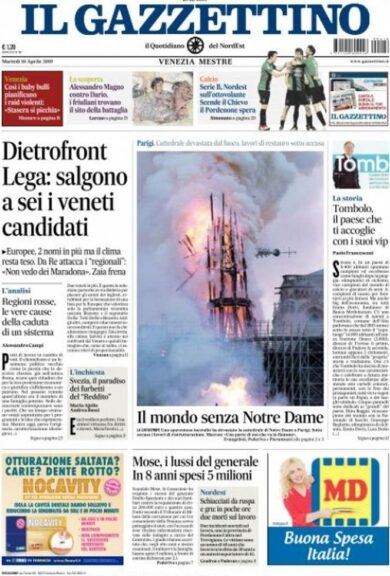 Notre Dame, la tragedia raccontata da quotidiani italiani e giornali dal mondo