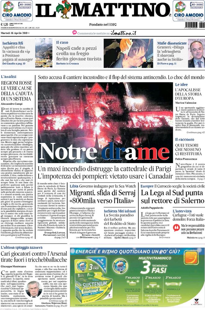 Notre Dame, la tragedia raccontata da quotidiani italiani e giornali dal mondo