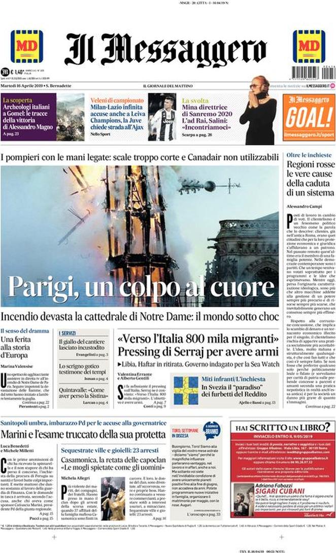 Notre Dame, la tragedia raccontata da quotidiani italiani e giornali dal mondo