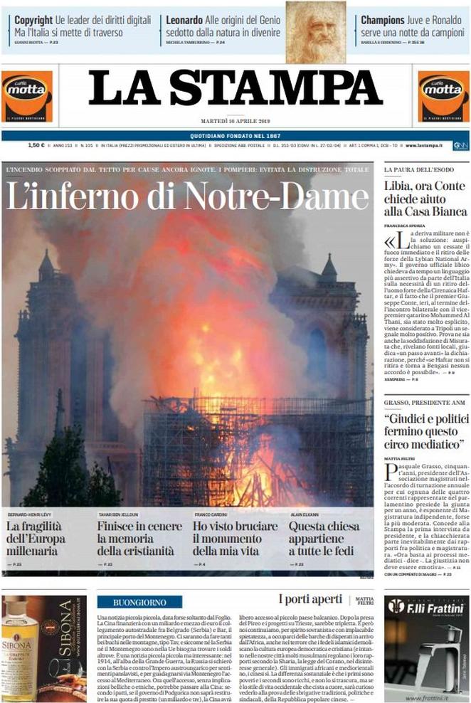 Notre Dame, la tragedia raccontata da quotidiani italiani e giornali dal mondo
