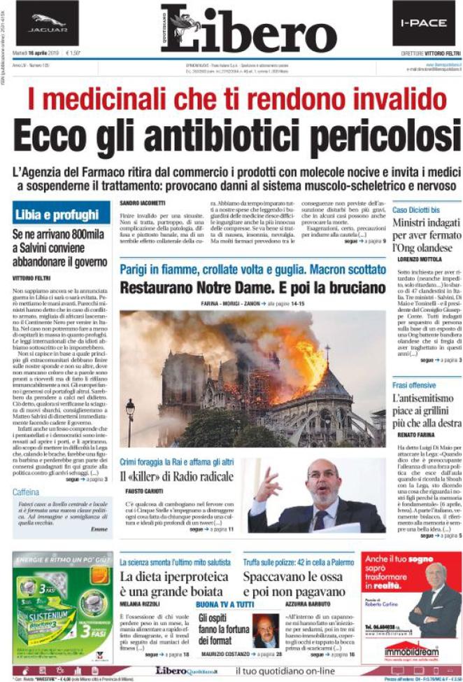 Notre Dame, la tragedia raccontata da quotidiani italiani e giornali dal mondo