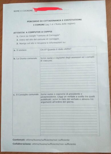 Scolari devono compilare questionario sul sindaco a pochi giorni da elezioni