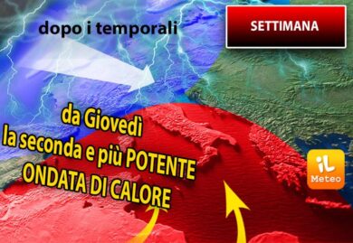 Previsioni meteo weekend: ultimi forti temporali poi da giovedì caldo africano
