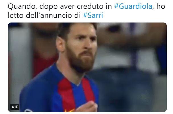 JUVENTUS-SARRI, l’ironia dei social: da Guardiola a Napoli ‘tradita’ JUVENTUS-SARRI, l’ironia dei social: da Guardiola a Napoli ‘tradita’