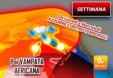 Meteo: alta pressione con temporali, poi ondata di caldo