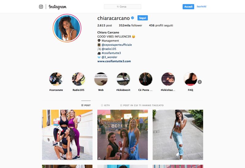 Chiara Carcano, influencer delle “good vibes”: “Il segreto? Essere se stessi”