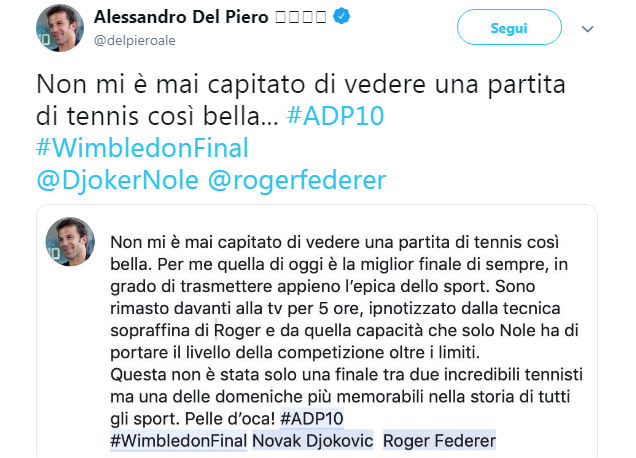 Wimbledon: da Fiorello a Salvini, Gentiloni e Renzi, entusiasmo social. FOTO Wimbledon: da Fiorello a Salvini, Gentiloni e Renzi, entusiasmo social. FOTO