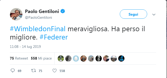 Wimbledon: da Fiorello a Salvini, Gentiloni e Renzi, entusiasmo social. FOTO Wimbledon: da Fiorello a Salvini, Gentiloni e Renzi, entusiasmo social. FOTO
