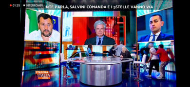 RISSA SFIORATA TRA SGARBI E MUGHINI A STASERA ITALIA