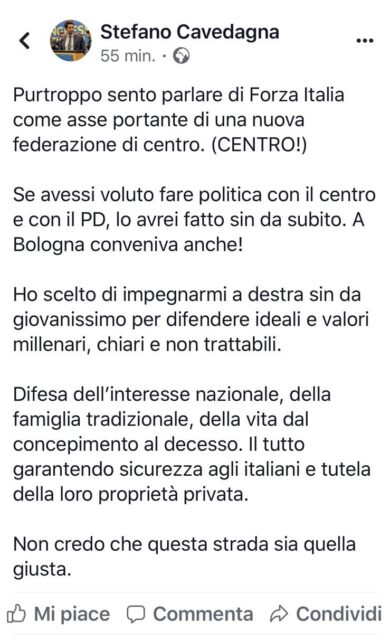 ‘Fi centrista? Non è la strada giusta’.Il leader dei giovani contro Berlusconi