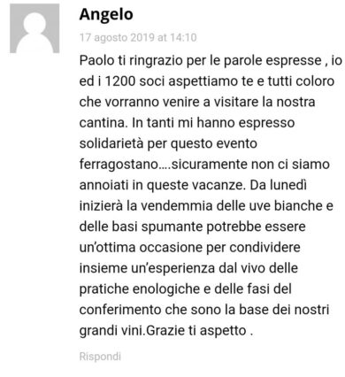 Angelo Maci a Taurino (Lega). “Grazie. Aspettiamo tutti per la vendemmia”
