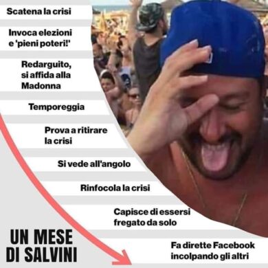 Salvini, tempi duri per il “fu capitano”. Ora è tenente e ha la miniruspa