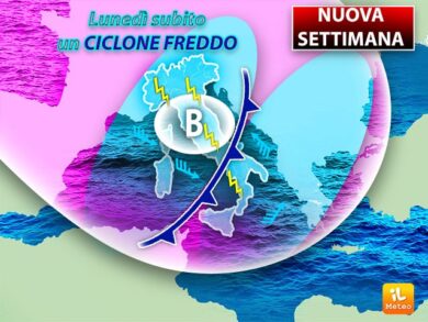 Previsioni meteo: vortice di temporali sull’Italia. La mappa