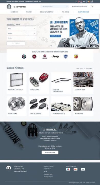 Mopar: on line  l’ eCommerce per i clienti privati