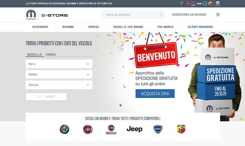 Mopar: on line  l’ eCommerce per i clienti privati