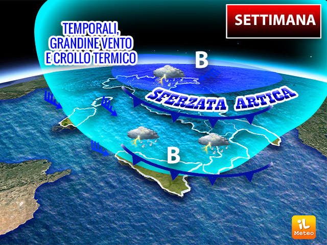 Meteo settimana, in arrivo irruzione polare con temporali e crollo termico Meteo settimana, in arrivo irruzione polare con temporali e crollo termico