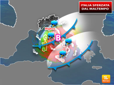 Previsioni meteo: Italia sferzata da maltempo e vento forte.Crollo di 10 gradi