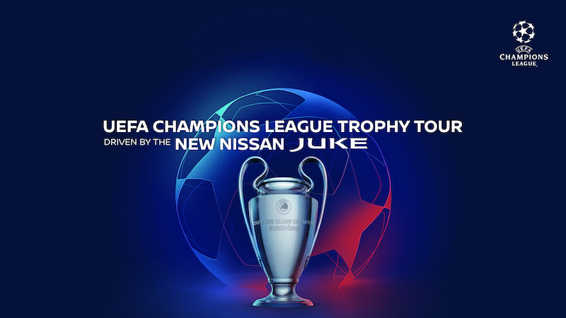 Nissan Juke protagonista della UEFA Champions League Trophy Tour 2019/20. Nissan Juke protagonista della UEFA Champions League Trophy Tour 2019/20.