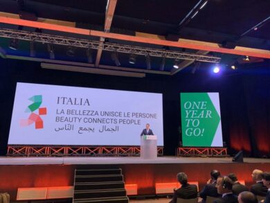 Expo Dubai 2020, padiglione Italia con bucce d’arancia e fondi di caffe