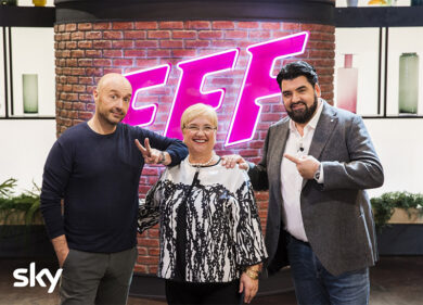 Cannavacciuolo, Joe Bastianich e Lidia Bastianich nel nuovo cooking show Sky