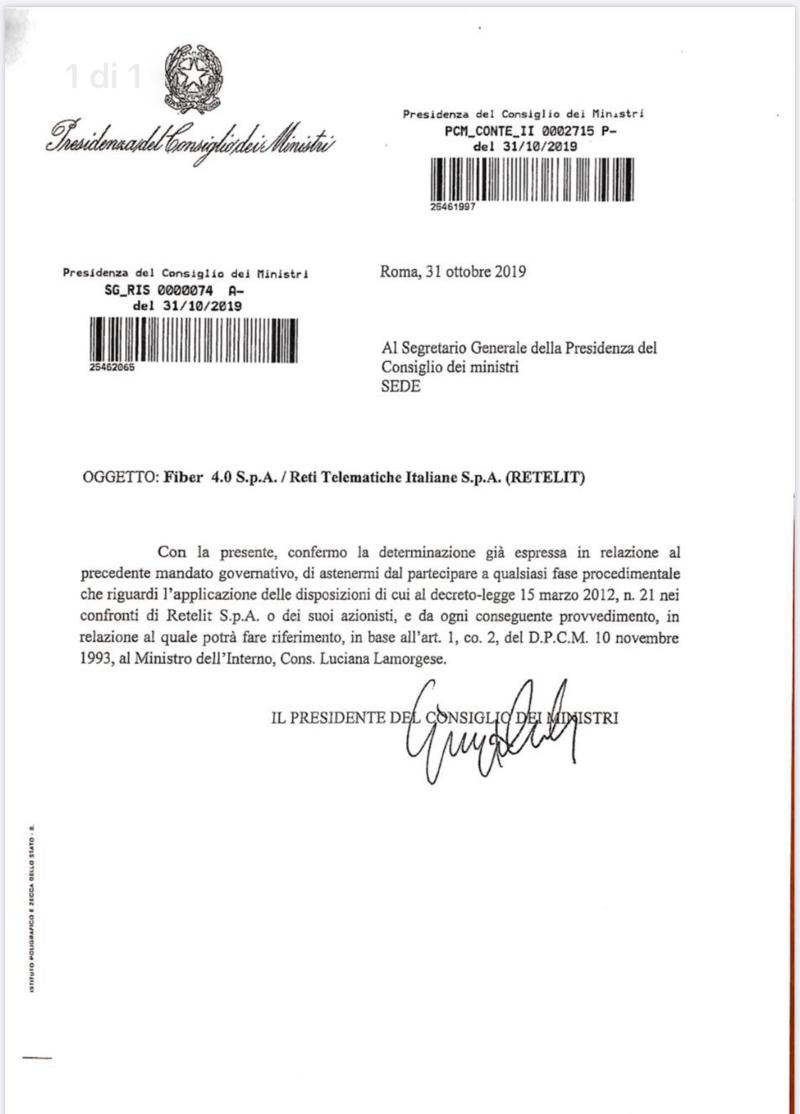 “Fiber,incarico precedente alla premiership”.In esclusiva i documenti di Conte “Fiber,incarico precedente alla premiership”.In esclusiva i documenti di Conte