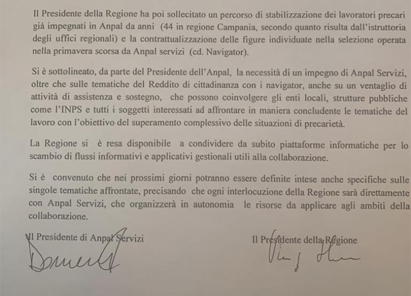 Navigator Campania, in fumo l’accordo con l’Arpal e la fase 2 si allunga Navigator Campania, in fumo l’accordo con l’Arpal e la fase 2 si allunga
