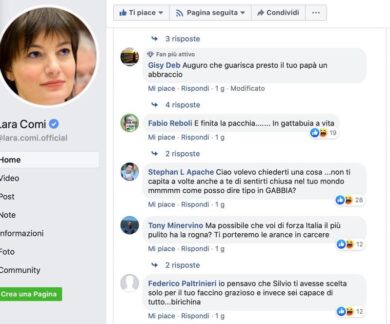 La pessima Comi e i pessimi commenti sotto il post del padre che sta male