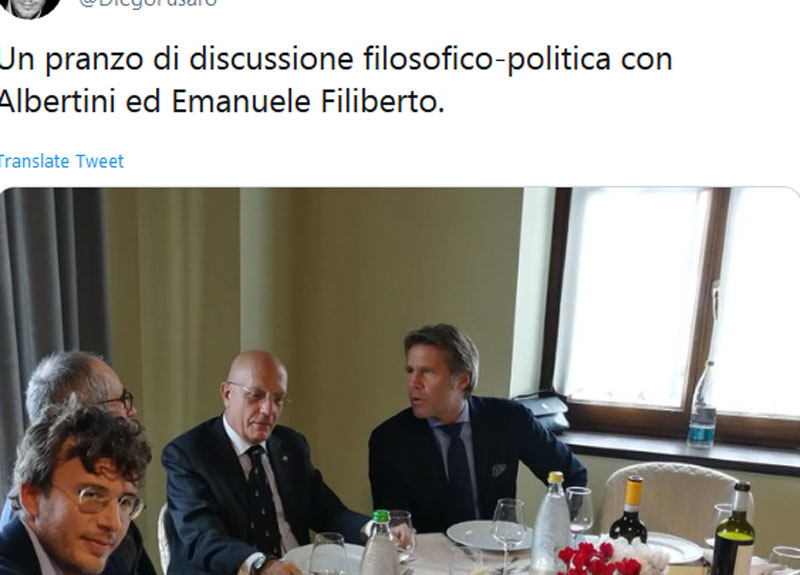 Fusaro, profeta dei proletari precari. Ma va a pranzo con il reale Savoia Fusaro, profeta dei proletari precari. Ma va a pranzo con il reale Savoia