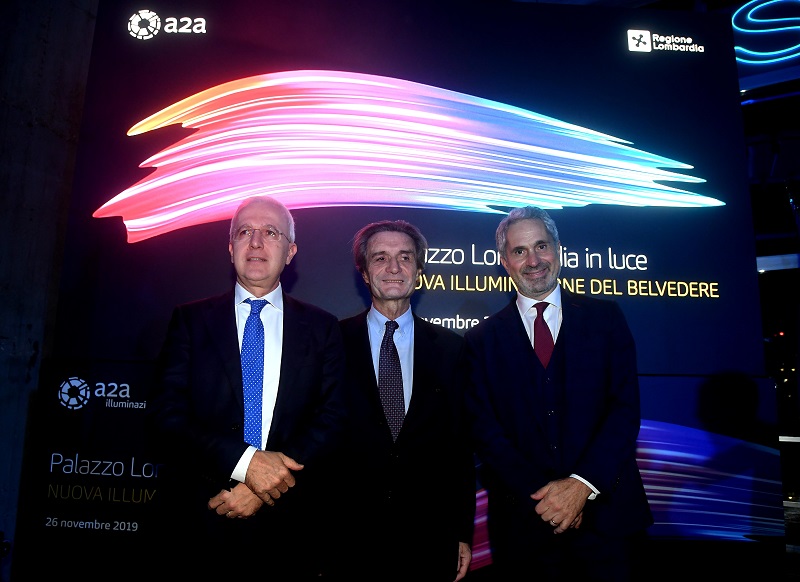 Palazzo Lombardia, il Belvedere illuminato grazie ad A2A. FOTO-VIDEO