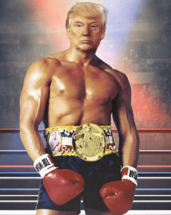 Trump twitta autoritratto in versione Rocky. Scoppia l’ironia social Trump twitta autoritratto in versione Rocky. Scoppia l’ironia social