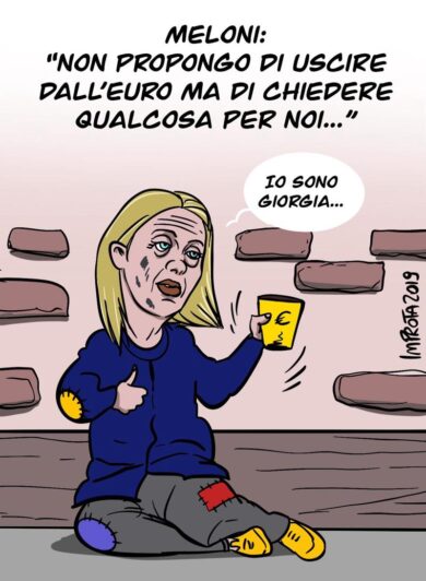 Giorgia Meloni chiede più risorse in Europa. La vignetta