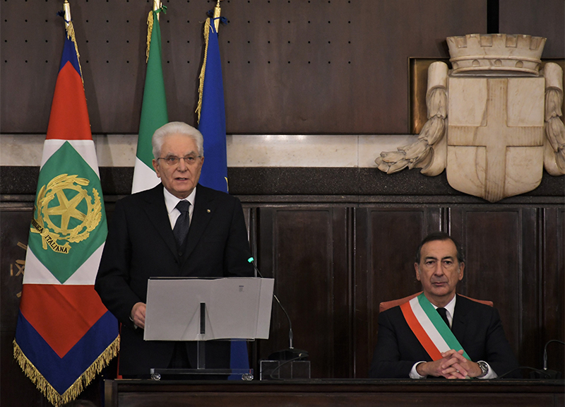 Sergio Mattarella a Palazzo Marino per l’anniversario di Piazza Fontana Sergio Mattarella a Palazzo Marino per l’anniversario di Piazza Fontana