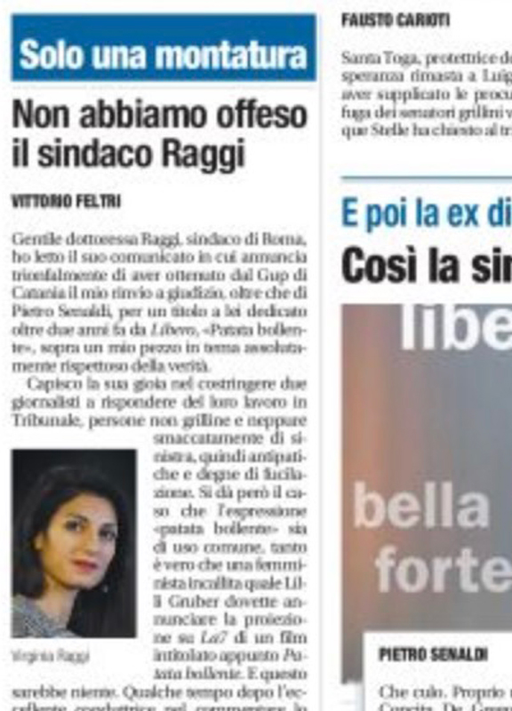 “Patata bollente”, lettera d’amore di Feltri a Raggi: “Se ci fossimo parlati” “Patata bollente”, lettera d’amore di Feltri a Raggi: “Se ci fossimo parlati”
