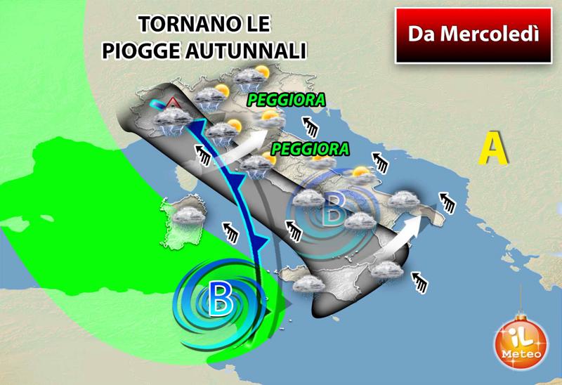 Meteo, da mercoledì tornano le piogge autunnali Meteo, da mercoledì tornano le piogge autunnali