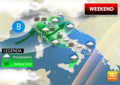 Meteo weekend con pioggia e neve. Ecco dove è prevista neve. MAPPA