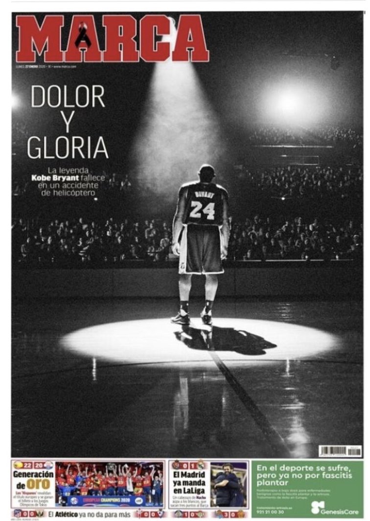 Morte Kobe Bryant, le reazioni dei giornali esteri alla tragedia