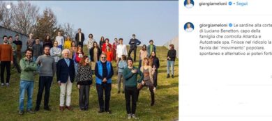 Sardine, Giorgia Meloni: “Alla corte dei Benetton, ridicoli”
