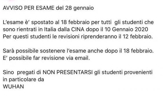 Coronavirus, l’avviso comparso all’università: “Non presentatevi all’esame” Coronavirus, l’avviso comparso all’università: “Non presentatevi all’esame”