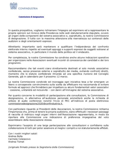 Confindustria, Bonomi di diritto al voto. Verifiche per Pasini e Mattioli