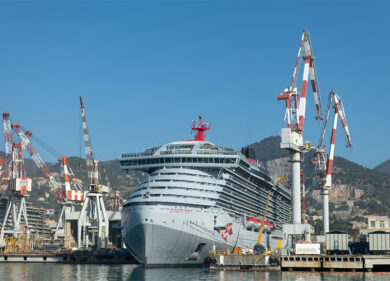 Fincantieri, presentata la Scarlet Lady costruita a Sestri per Virgin Voyages