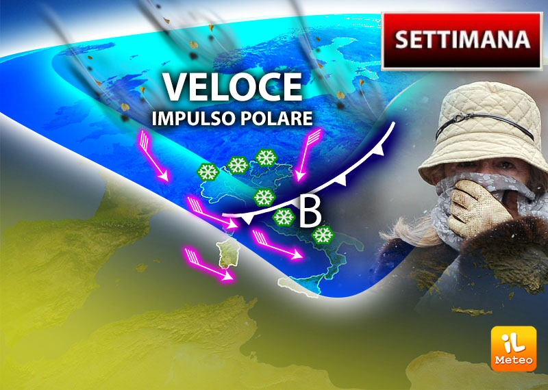 Meteo: settimana con impulso freddo e vento, torna la neve Meteo: settimana con impulso freddo e vento, torna la neve