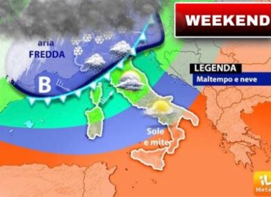 Weekend, torna il maltempo al centro-nord, neve sulle alpi
