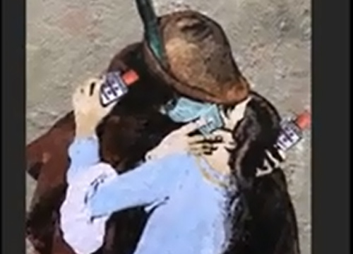 Coronavirus, “Il bacio” di Hayez con l’Amuchina: il nuovo murale di Tvboy Coronavirus, “Il bacio” di Hayez con l’Amuchina: il nuovo murale di Tvboy