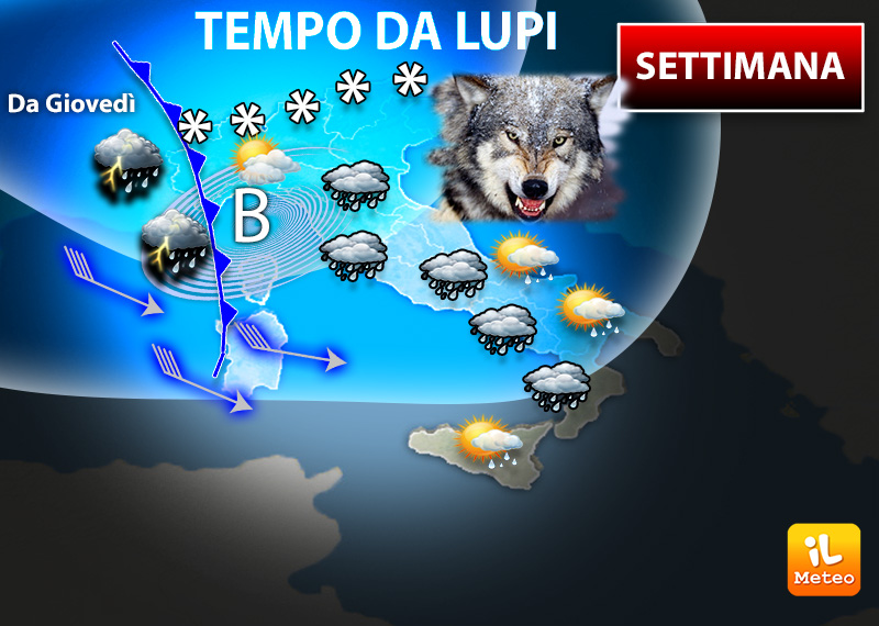 Meteo: piogge, nevicate e temporali. Arriva un TEMPO DA LUPI