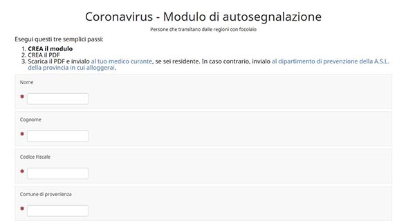 coronavirus puglia modulo di autosegnalazione coronavirus puglia modulo di autosegnalazione