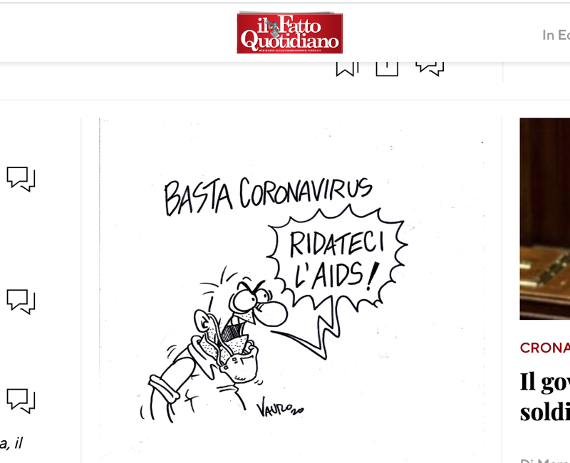 Coronavirus, Iardino: vignetta Vauro da miserabili Coronavirus, Iardino: vignetta Vauro da miserabili