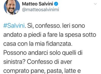 Coronavirus, Salvini a spasso per Roma. La replica: “Posso fare la spesa?”