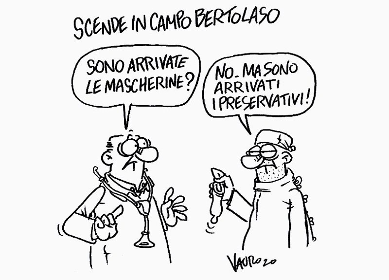 La vignetta di Vauro anti-Bertolaso La vignetta di Vauro anti-Bertolaso
